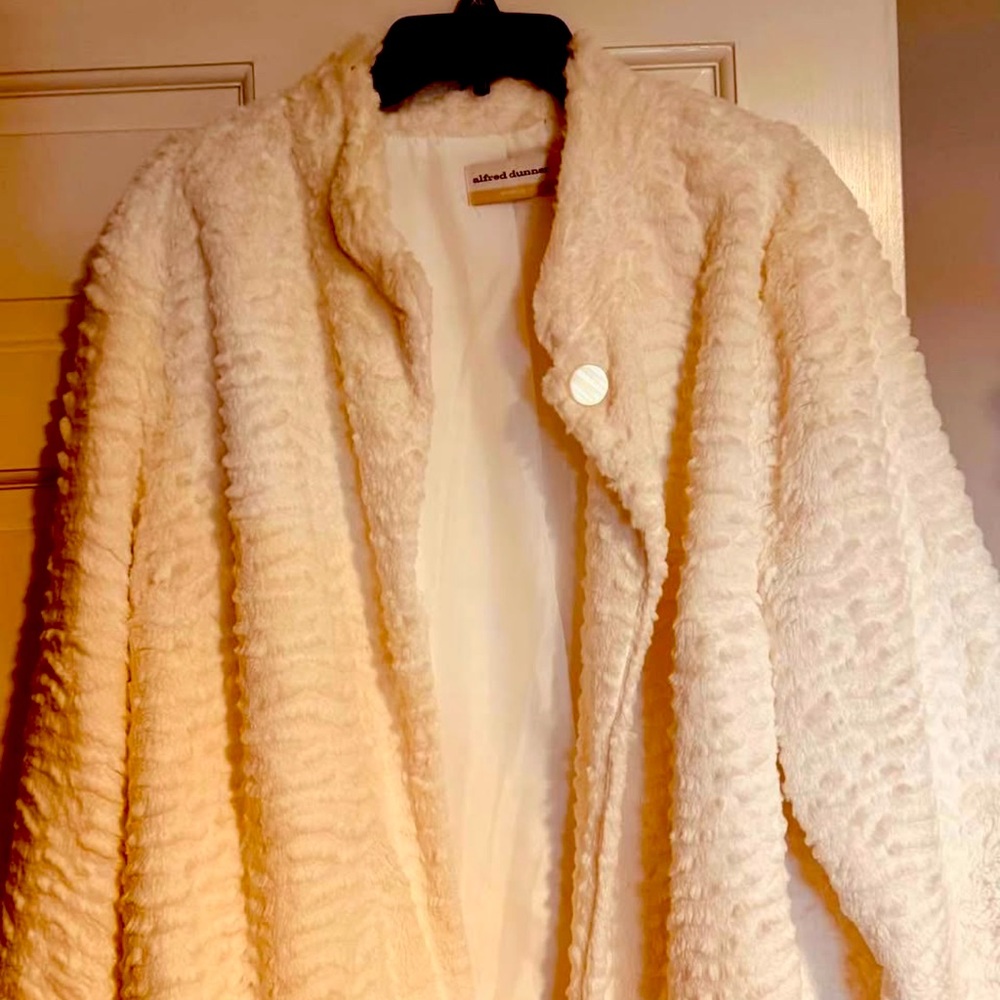 Alfred Dunner Cream Teddy Jacket Plush Cozy Style New with tags
